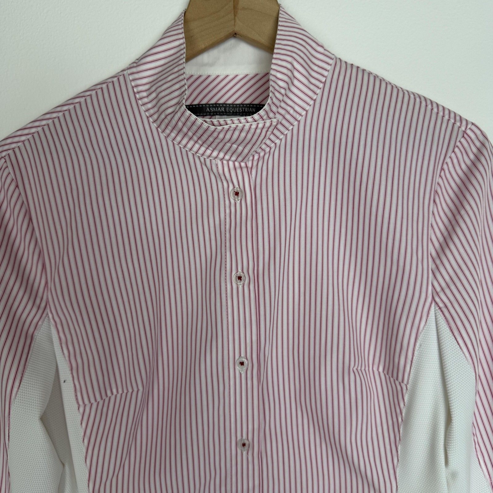 Asmar Equestrian Shirt Womens Small Pink Stripe Button Long Sleeve Riding